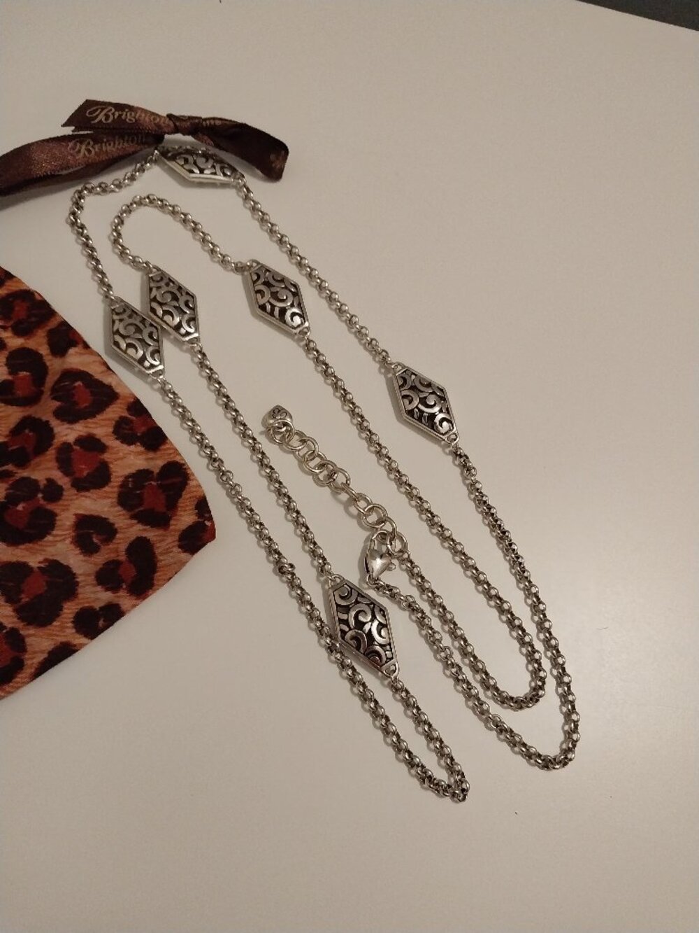 💗Brighton Necklace "Deco Link", Long 40",Beautiful NWOT Cloth Bag💗